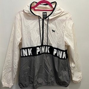 VS PINK half zip gray white black windbreaker Victoria’s Secret size XS S